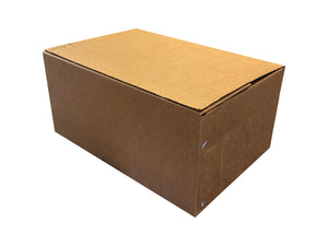 Brown 340mm x 225mm x 165mm cardboard box on a white background