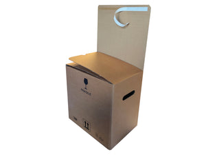 Cardboard box with a tear off pre-glued strip