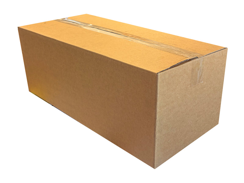 A closed cardboard box with dimensions of 580mm x 270mm x 220mm