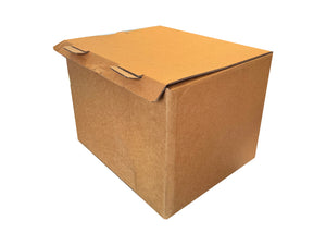 376mm x 319mm x 290mm box, closed with interlocking tabs