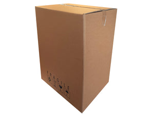 480mm x 380mm x 580mm Cardboard box with 'Fragile' label on a white background