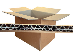 Cardboard box with corrugated interior on a white background