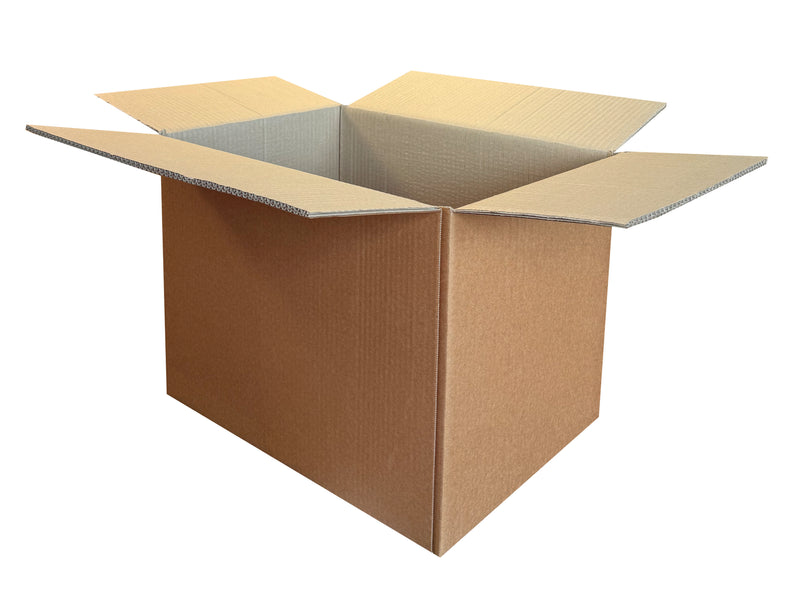 A plain, 425mm x 315mm x 328mm, double wall box, opened at the top