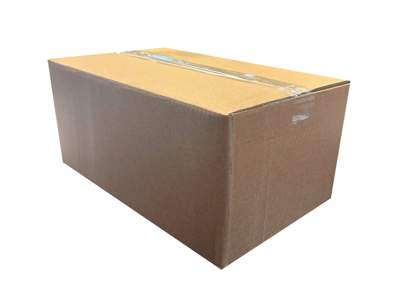 Cardboard box with tape, on a white background