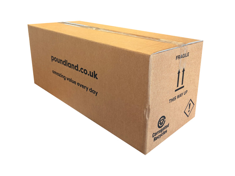 755mm x 300mm x 310mm Cardboard box with Poundland.co.uk branding on a white background
