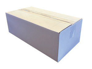 White cardboard box, sealed with clear tape, measuring 360mm x 185mm x 110mm