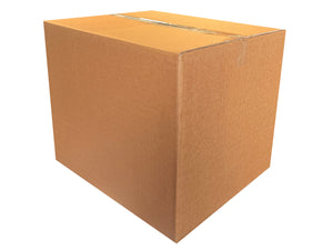 Brown cardboard box with dimensions of 520mm x 445mm x 430mm, on a white background
