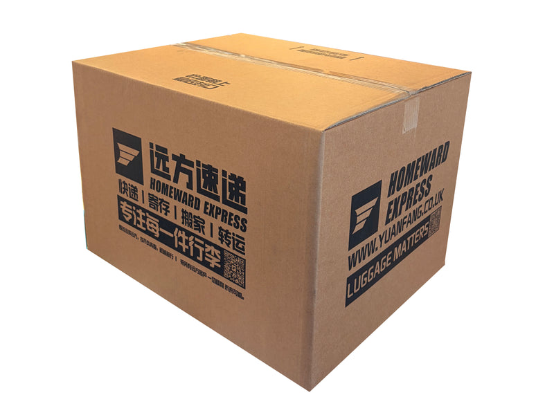 A box printed with Homeward Express branding and foreign text