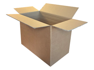 A multipurpose cardboard box measuring  580mm x 340mm x 430mm