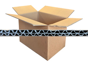 Cardboard box with an image of the fluting on a white background