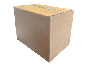 Cardboard box with tape on a white background