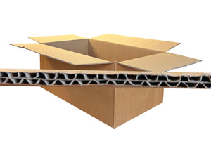 750mm x 450mm x 310mm Cardboard box with a clear view of its structure on a white background