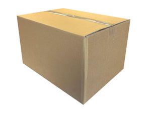 A closed cardboard box with dimensions of 520mm x 375mm x 300mm