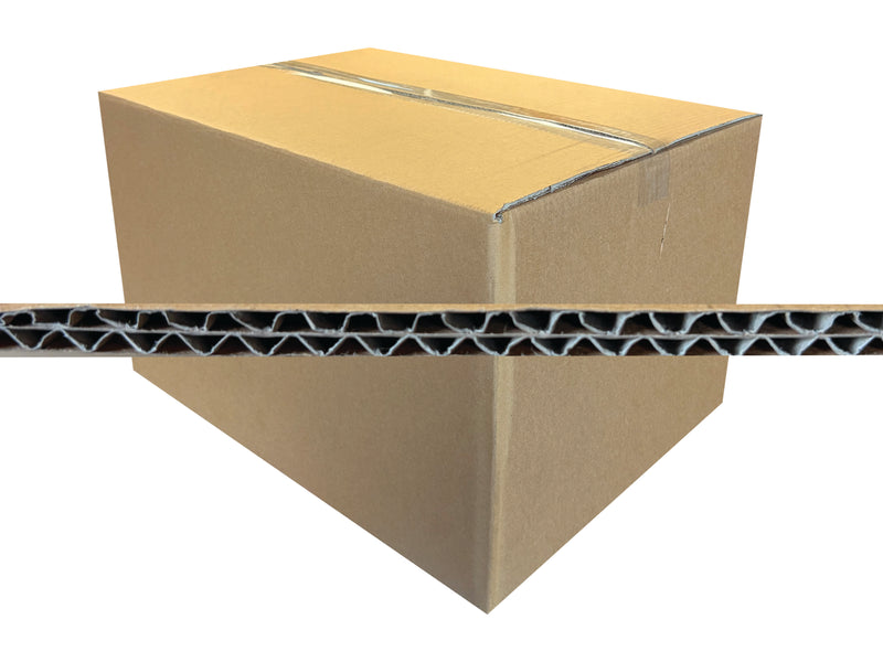 520mm x 375mm x 300mm Cardboard box with corrugated interior on a white background