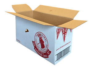 Cardboard box with 'Chicken Crackling' branding on a white background