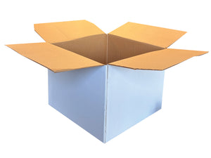 395mm x 390mm x 300mm white cardboard box