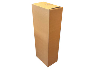 Tall, 285mm x 180mm x 910mm cardboard box on a white background