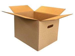 Open box with handholes measuring 354mm x 284mm x 252mm