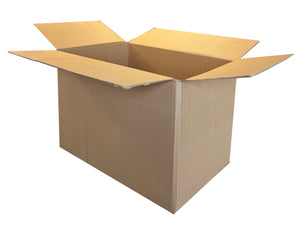 A plain , strong single wall box measuring 570mm x 388mm x 385mm