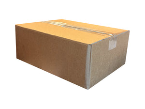 Brown A4 sized cardboard box with a white background