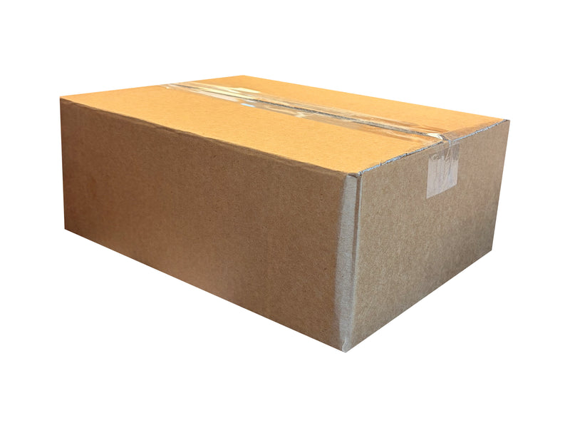 Brown A4 sized cardboard box with a white background