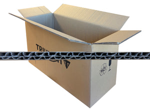 Cardboard box with a core strip on a white background