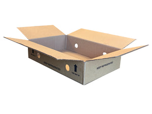 A 290mm x 200mm x 70mmbox with two ventilation holes in each longer panel