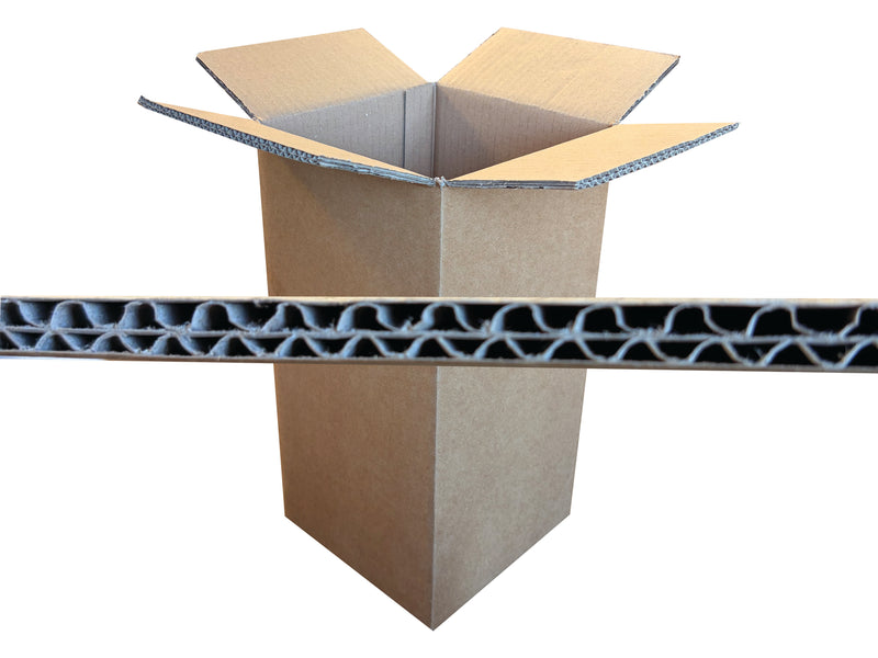 170mm x 170mm x 323mm Cardboard box with a corrugated cardboard strip on a white background