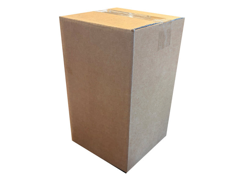 Cardboard box measuring 170mm x 170mm x 323mm, on a white background