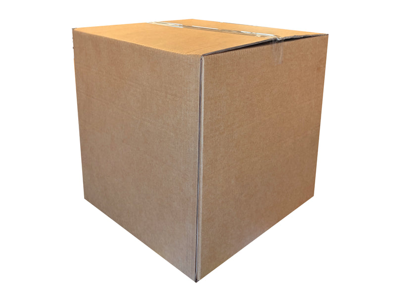 18 inch cubed cardboard box on a white background