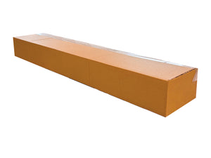 1020mm x 200mm x 105mm Long cardboard box with clear plastic tape on a white background