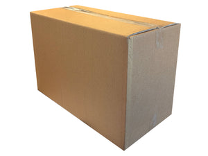Closed cardboard box measuring 565mm x 275mm x 368mm