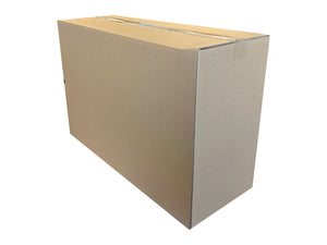 A plain cardboard box with a light brown top and beige sides, shown at an angle on a white background.