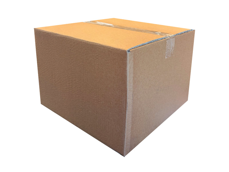 A plain brown cardboard box with a taped top seam, shown on a clean white background.
