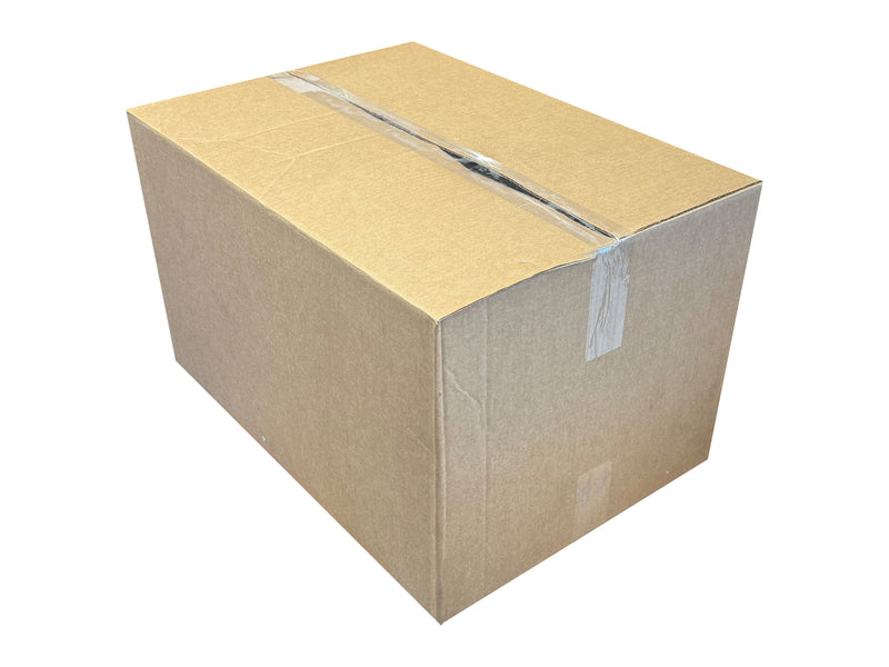 A standard brown cardboard shipping box sealed with clear tape, shown on a plain white background.