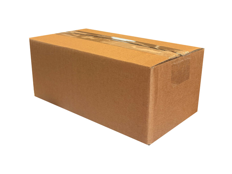 A plain brown cardboard box sealed with clear tape, shown on a clean white background.
