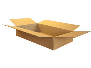 An open brown cardboard shipping box with flaps extended, shown on a plain white background.