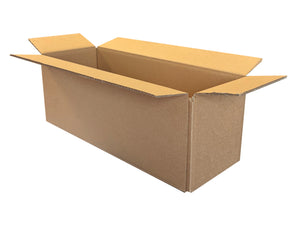 A 435mm x 155mm x 145mm, plain cardboard box