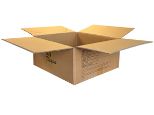 A printed, strong double wall box measuring 475mm x 475mm x 200mm