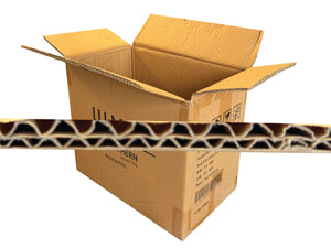 Printed, once used box with an image of the board profile