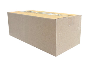 A plain brown cardboard box with a tape seal on the top, shown at an angle on a white background.