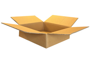An open brown cardboard shipping box with flaps extended, shown on a plain white background.