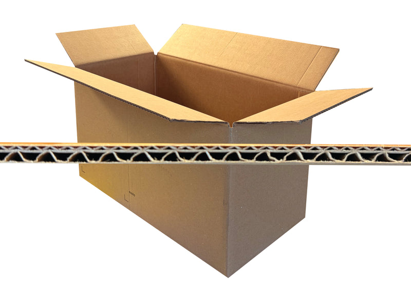 A 470mm x 237mm x 276mm box with an image of the board flute profile