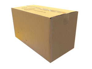A closed, 470mm x 237mm x 276mm box, sealed with clear tape