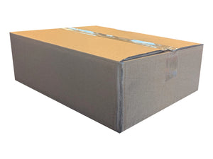 A plain brown cardboard shipping box sealed with clear tape, shown on a clean white background.