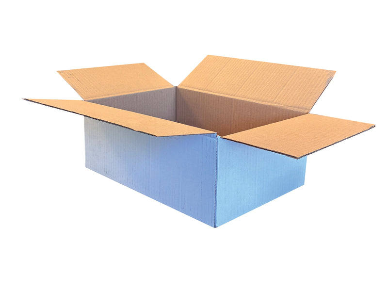 An open cardboard shipping box measuring 310mm x 215mm x 120mm with flaps raised, shown on a plain white background.