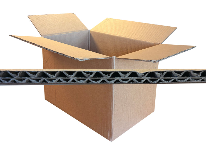 An 18x12x12 inch box with a cross section image of the board flute