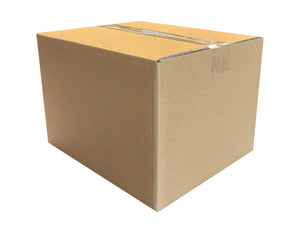 A plain brown cardboard box sealed with clear tape, shown on a clean white background.