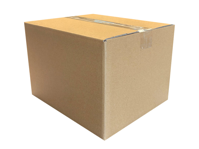 A plain brown cardboard box sealed with clear tape, shown on a clean white background.