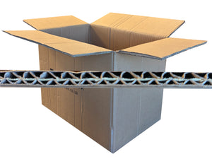 Box referenced AM168 with an image of it's board flute profile in front